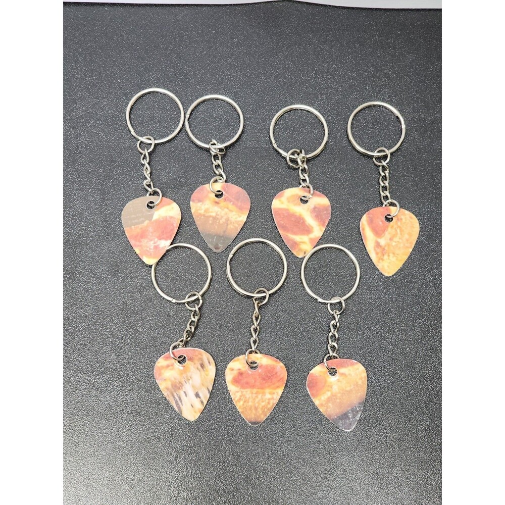 7pc Pizza Guitar Pick Novelty Keychain Lot Funny Unique Gift